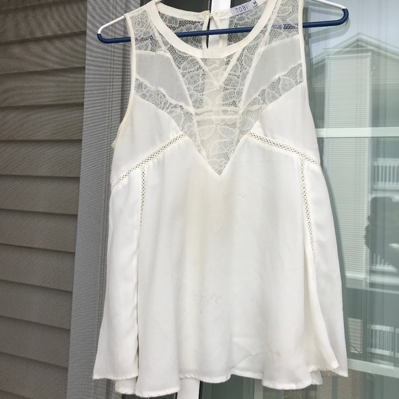 Tobi Tops - TOBI White Lace Sheer Tank